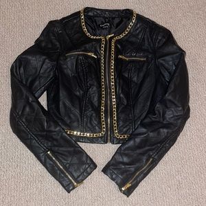 Black and gold leather jacket